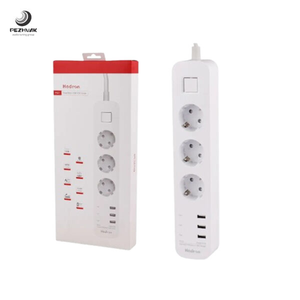 چندراهی 3 خانه برق و شارژر هادرون 10 آمپر مدل Hadron P323 - تصویر 1